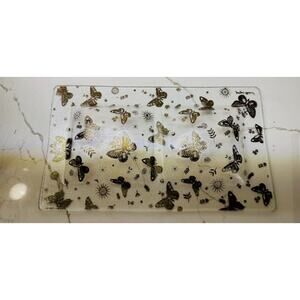 Signed Georges Briard Butterfly Glass Divided‎ Serving Dish